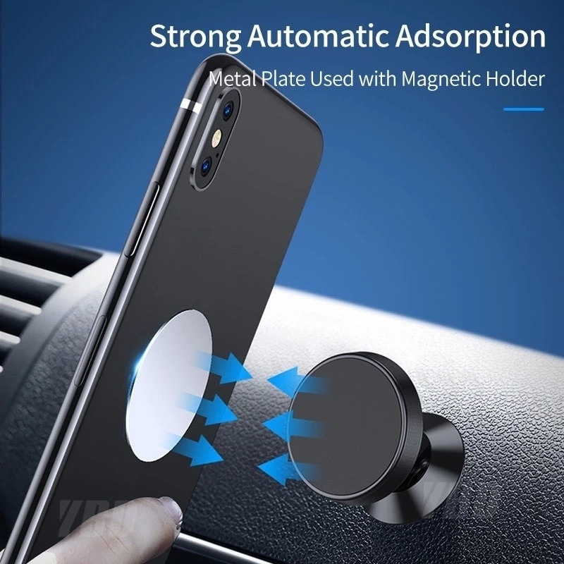 5Pcs Black Phone Back Self-adhesive Iron Patch/ Smooth Wear-resistant Anti-Scratch Car Auxiliary Bracket/ Metal Plate Disk for Cell Phone Stand