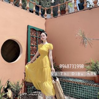 Váy vàng tơ lụa thiết kế
