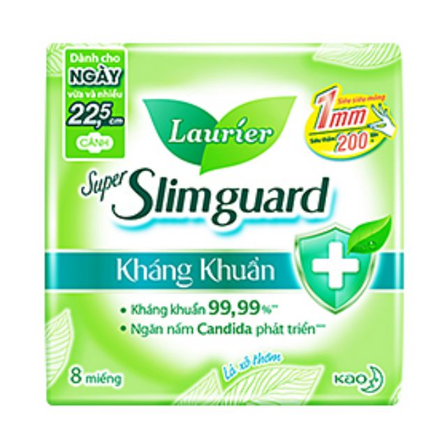  Laurier Super Slimguard Kháng khuẩn 22.5cm 8M