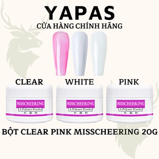 Bột đắp móng mỹ nail Misscheering Yapas 20g, hũ bột clear ombre nature white pink trang trí móng chuyên dụng