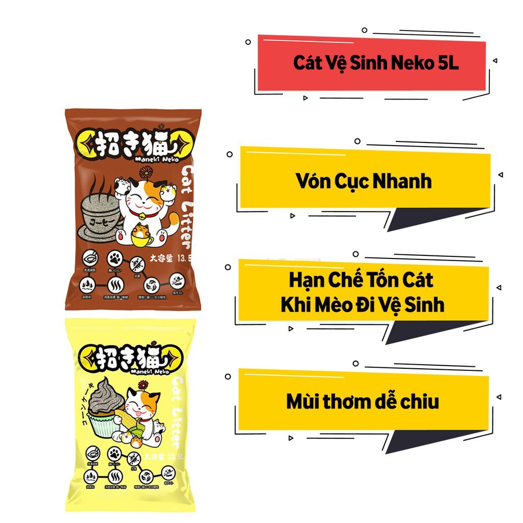 [Mã 159FMCGSALE giảm 8% đơn 500K] Cát Vệ Sinh Cho Mèo - Cát Nhật Maneki Neko Cho Mèo - 5L - iPet Shop