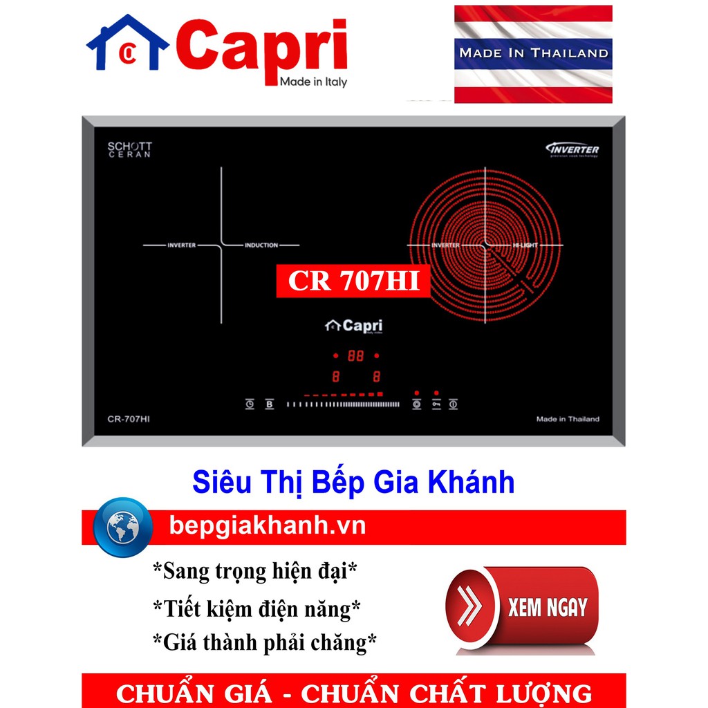 Bếp điện từ đôi Capri CR 707HI nhập khẩu Thái Lan