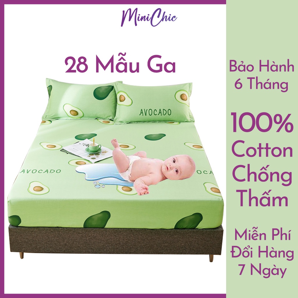 Ga chống thấm cotton MiniChic, ga chống thấm cao cấp cho bé, không sột soạt, thấm mồ hôi ( chat để xem thêm mẫu )