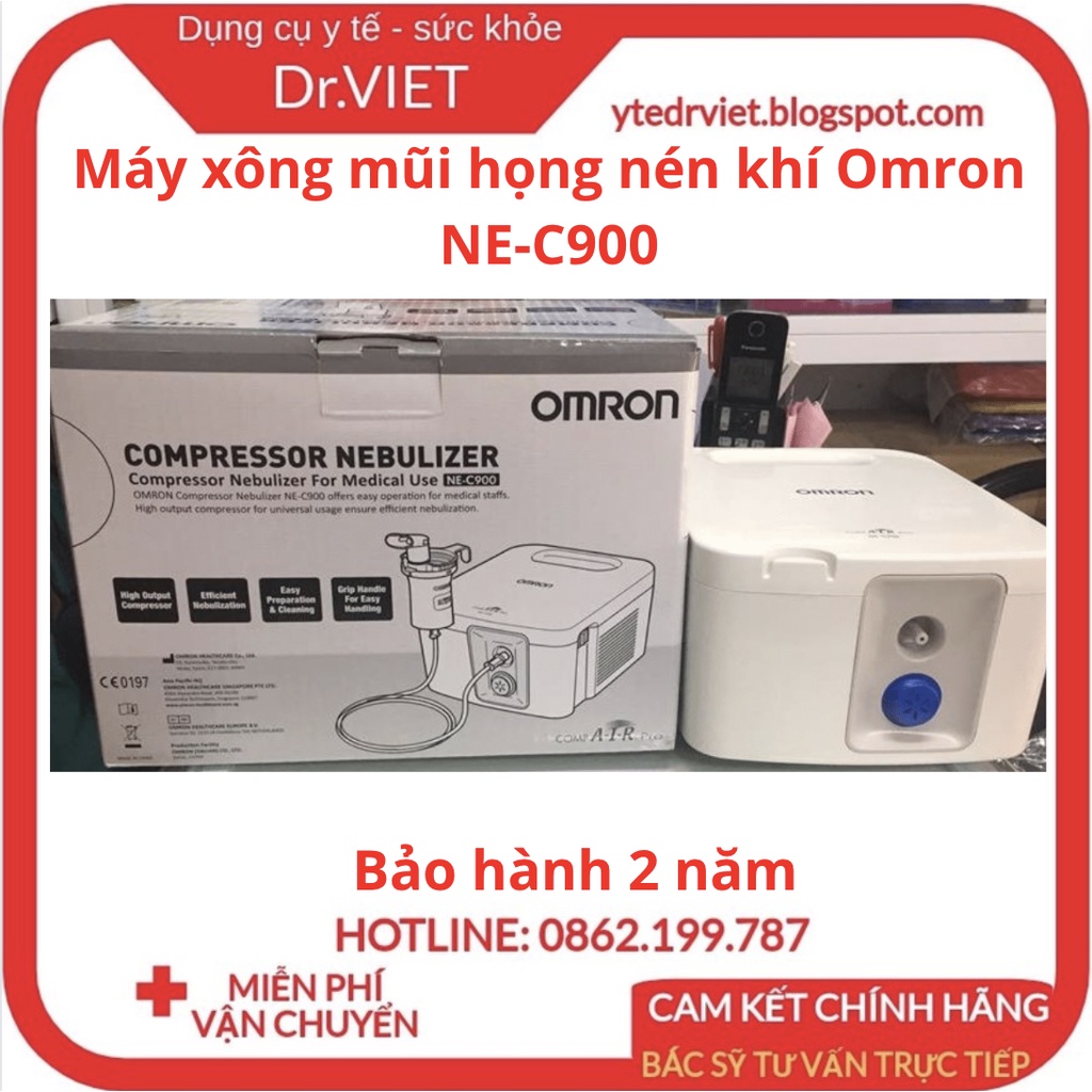 [Chính hãng] Máy xông mũi họng nén khí Omron NE-C900 - Giảm các bệnh về hô hấp,an toàn cho mọi lứa tuổi - Drviet