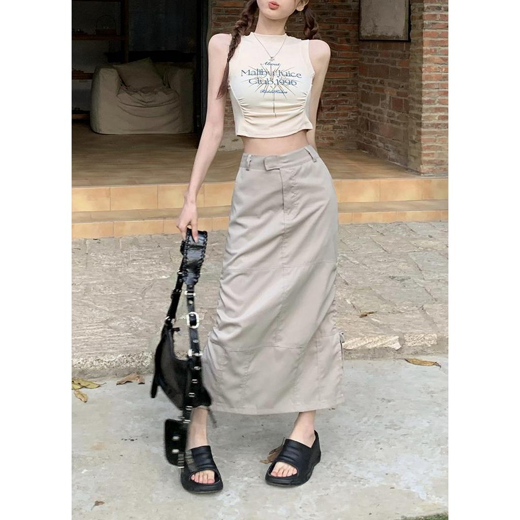 Váy Yếm Dài Dáng Chữ a Xếp Ly Xẻ Tà In Họa Tiết 62368