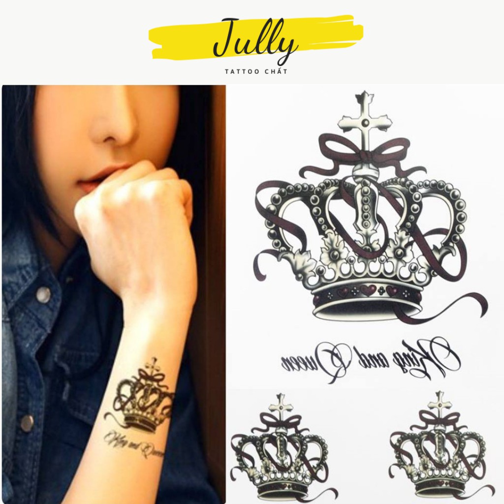 Hình xăm dán kim cương, vương miệng mini JULLY Tattoo chất, miếng dán chống nước, xăm tạm thời 15 ngày