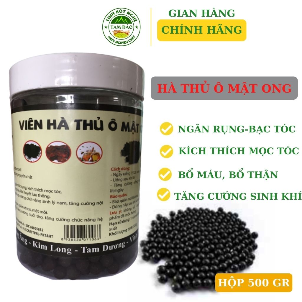 Hà thủ ô mật ong rừng Tam Đảo 500gr, viên hà thủ ô đỏ cải thiện rụng tóc hói đầu đen tóc sau 1 liệu trình