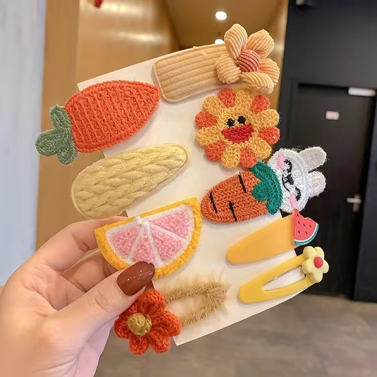 Set 8 - 10 kẹp tóc thu đông phong cách Hàn Quốc dễ thương dành cho bé