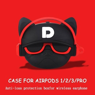 Ốp silicone bảo vệ hộp đựng tai nghe hình chú chó Bull dễ thương thích hợp cho Airpod