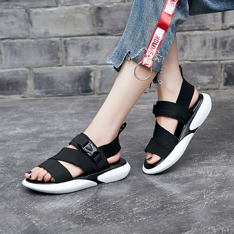 Thể Thao Giày Sandal Nữ Cho Học Sinh Sinh Viên Phong Cách Hàn Quốc 2021 Mùa Hè Mới Đa Năng Casual, Phụ Nữ Mang Thai Nền Tảng Internet Người Nổi Tiếng Giày Đi Biển