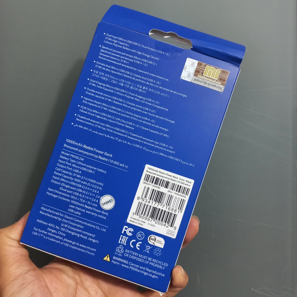 Pin dự phòng 10000mAh output 2.4A Redmi PB100LZM