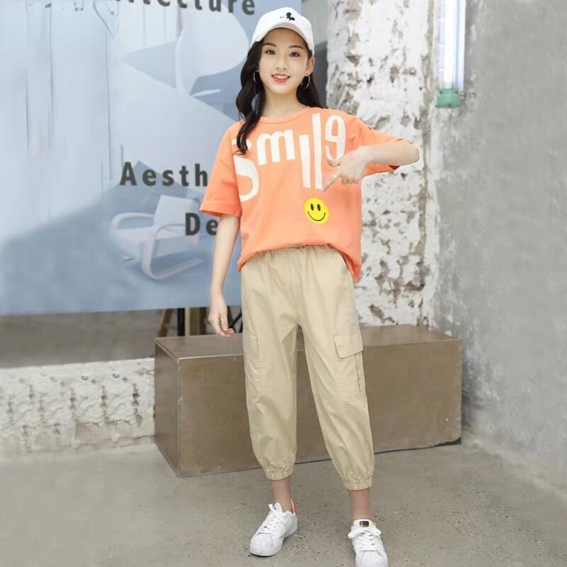 Set Đồ Thể Thao Ngắn Tay Thời Trang Năng Động Cho Bé Gái