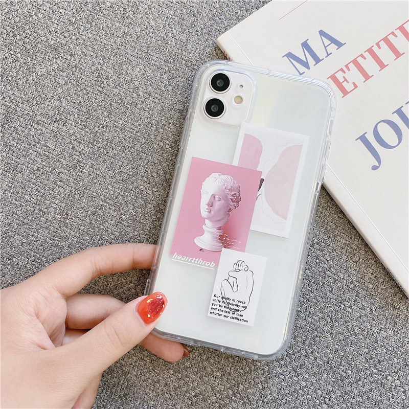 Simplicity SAMSUNG Note20 Note20ultra A21S A02S A02/M02 A42 5G A12 5G A20/A30 A50 A50s personality label letter transparent Shockproof Phone Soft TPU Case abstract David statue mobile phone case