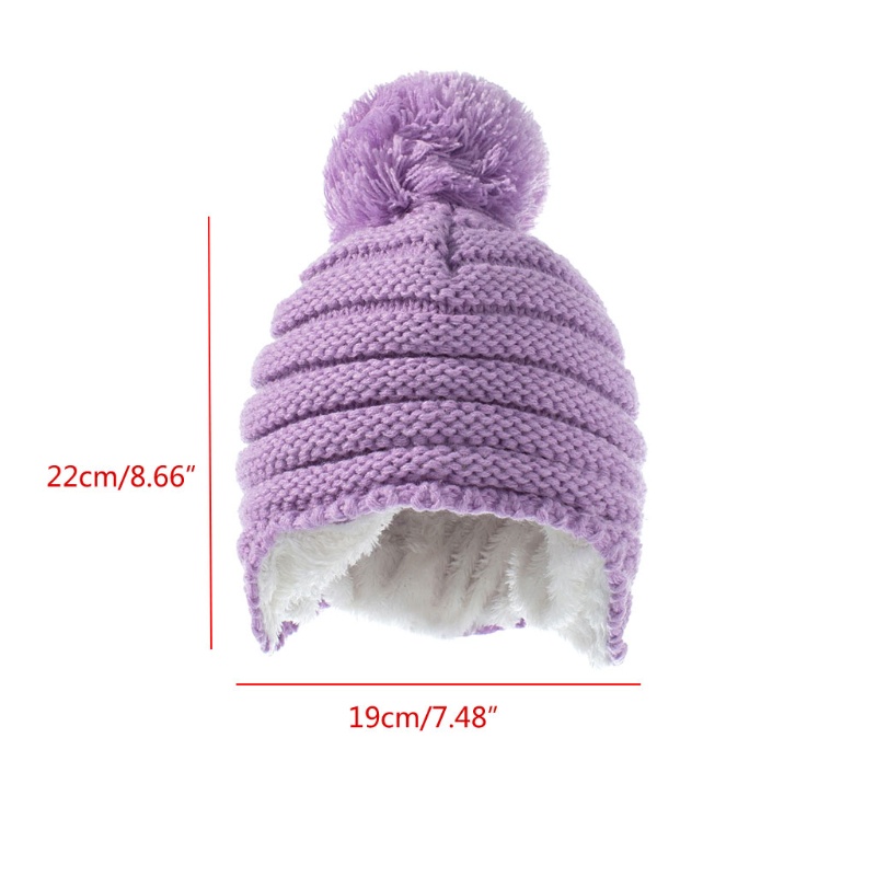 Mũ Beanie Dệt Kim Dày Dặn Giữ Ấm Mùa Đông Kèm Cục Bông Xinh Xắn Cho Bé Sơ Sinh