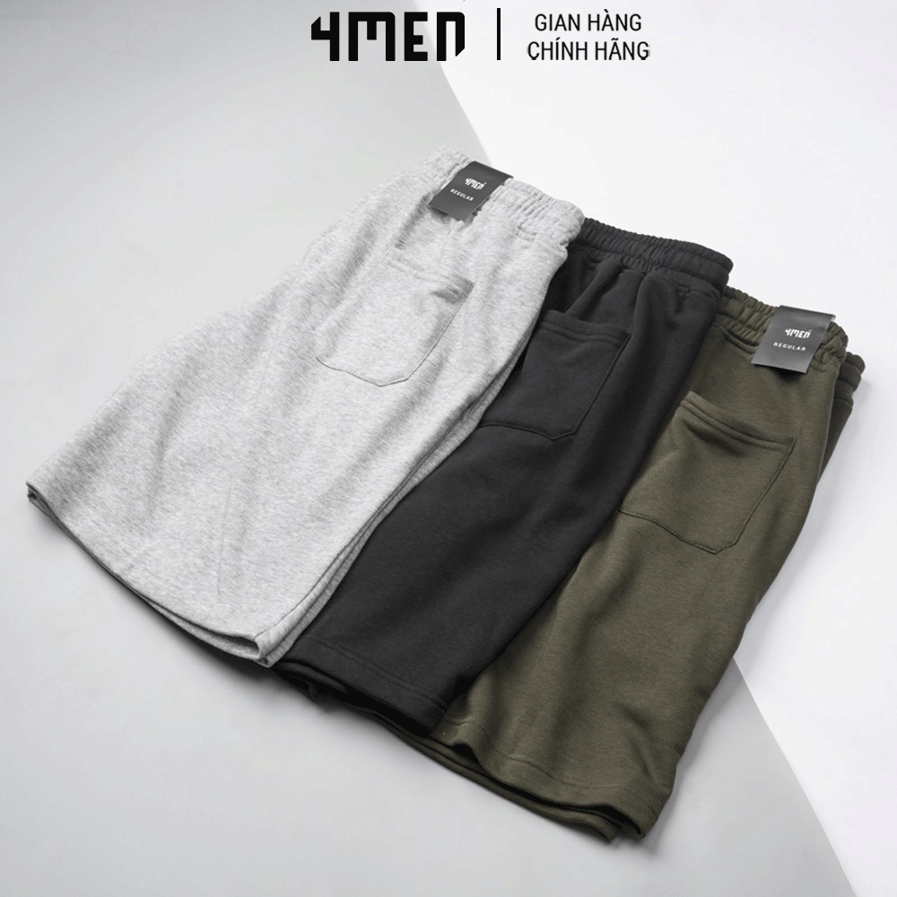 Quần Short Nam Regular Tag Kim Loại 4MEN QS030 lưng thu, vải cottmềm mịn, thấm mồ hôi, co giãn thoải mái