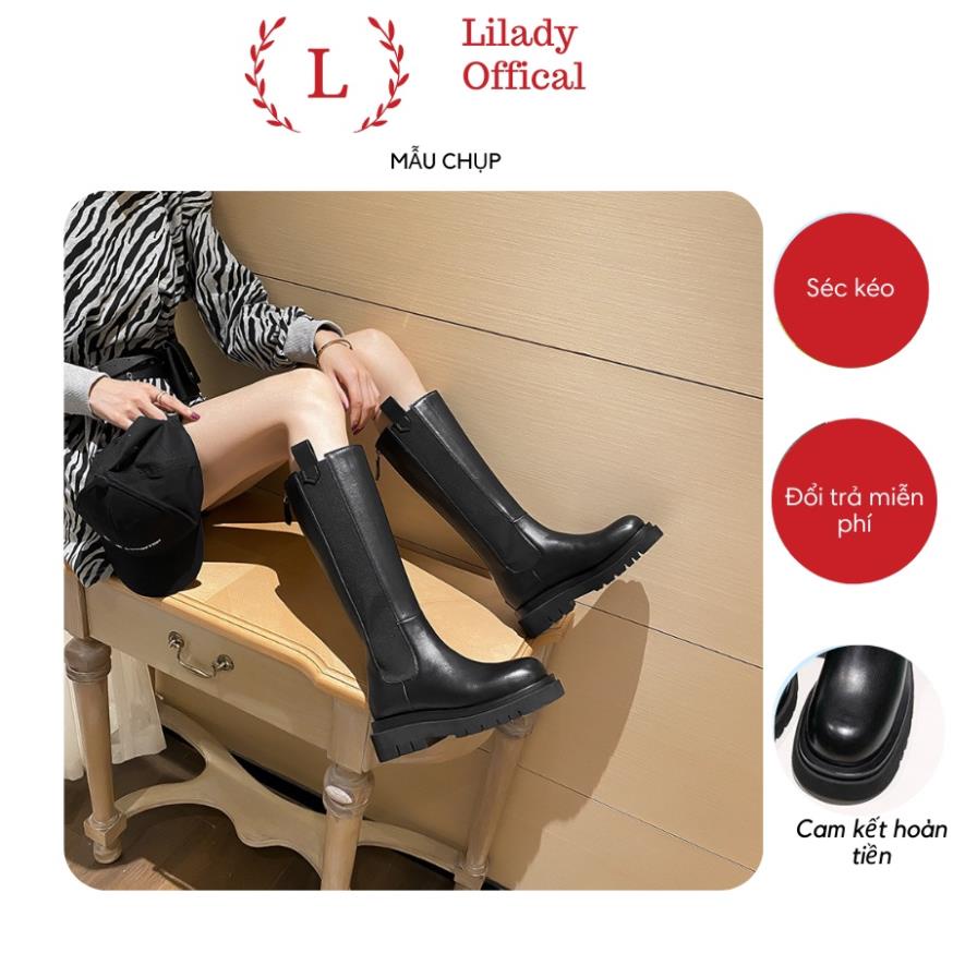 Boot đùi nữ cao cổ tăng chiều cao Bốt Boots Giày Mã 8p đế bánh mì khoá kéo Punk Gothic mã Lilady BCC06 VFX