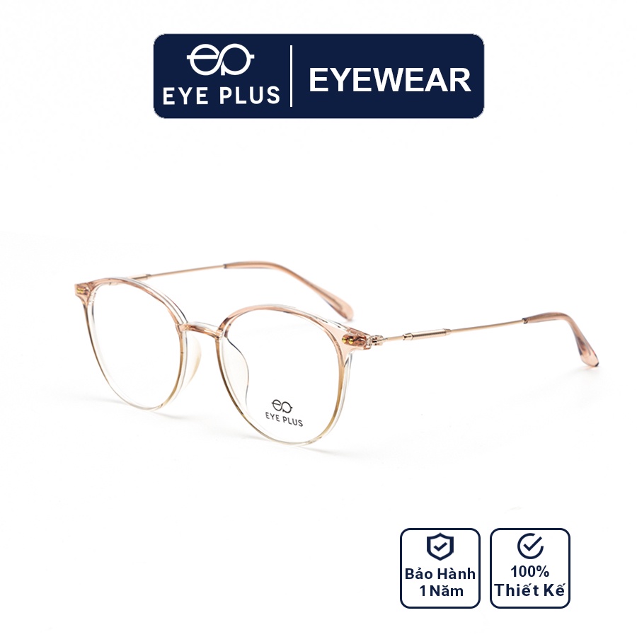 Gọng kính mắt cận nam nữ thời trang EYE PLUS tròn càng kim loại mảnh E450-H00004