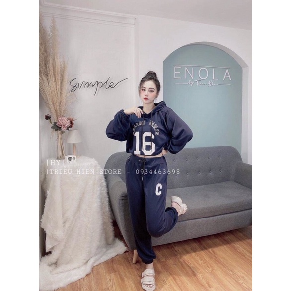 Bộ nỉ bông nữ số 16 có mũ quần ống bom hàng VN