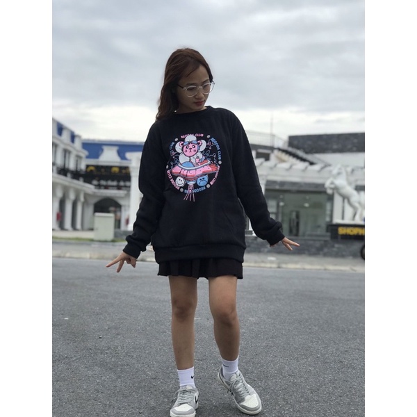 Áo Sweater nam nữ fom rộng unisex chất nỉ bông in hình đĩa bay oversize đến 68kg mặc vừa phong cách Hàn Quốc AT 1122