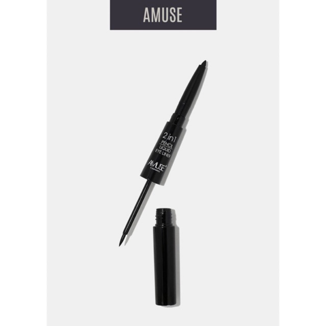 Bút Kẻ Mắt Nước & Sáp Amuse Màu Đen - Liquid & Pencil Eyeliner 2in1