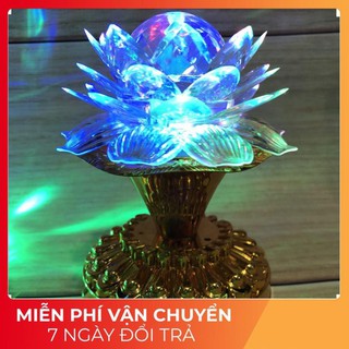 Đèn Thờ Hoa Sen Chân Cao, Led 7 Màu Nhấp Nháy