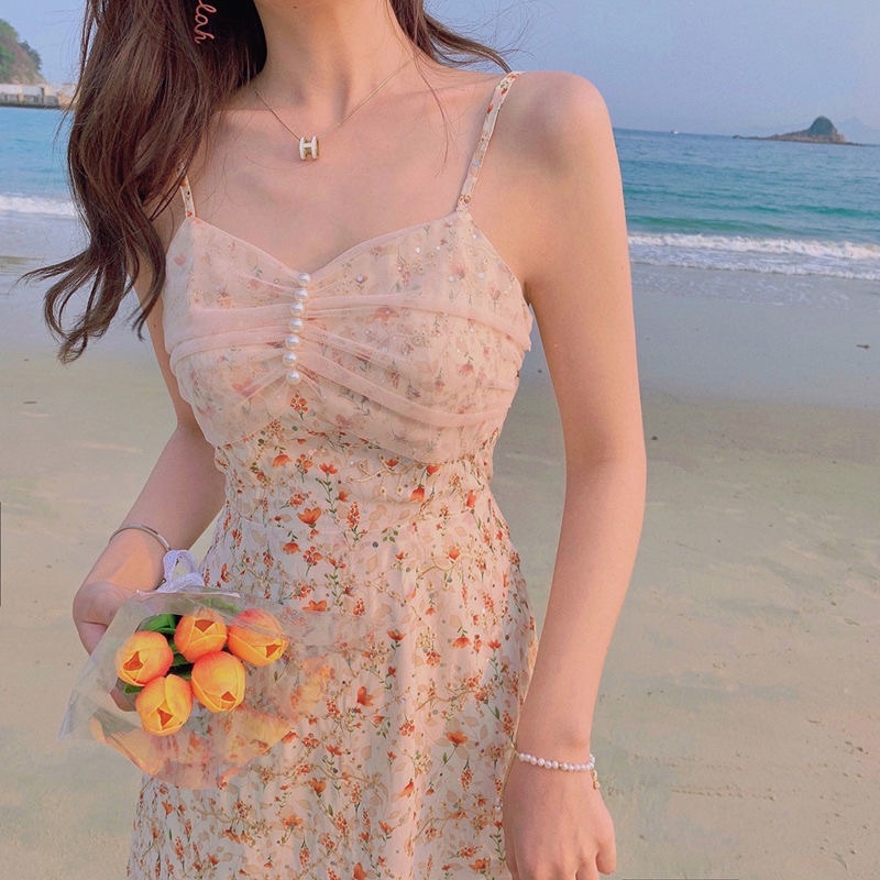 Váy Hai Dây Hoa Nhí/ Váy Maxi Đi Biển VH10 Phong Cách Hàn Quốc