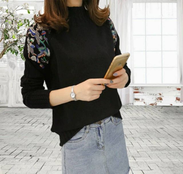 Áo len nữ thêu hoa(có ảnh thật) | BigBuy360 - bigbuy360.vn