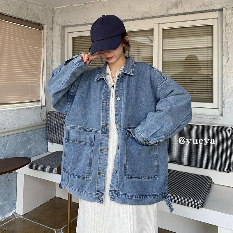 Áo khoác jean unisex, áo bò denim thời trang form rộng túi trước, phong cách Unisex