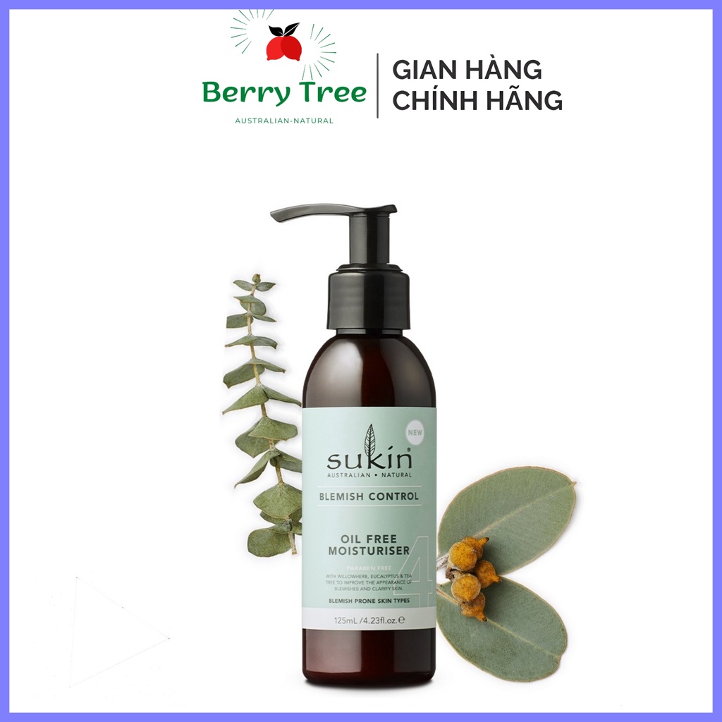 Kem Dưỡng Ẩm Kiềm Dầu Ngừa Mụn Sukin Blemish Control Oil Free Moisturiser 125ml (BR)