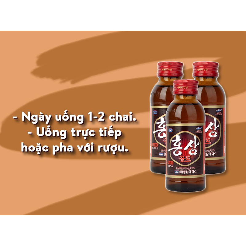 Thùng 100 chai Thực Phẩm Chức Năng Nước hồng sâm Hàn Quốc chính hãng (100* 100ml)