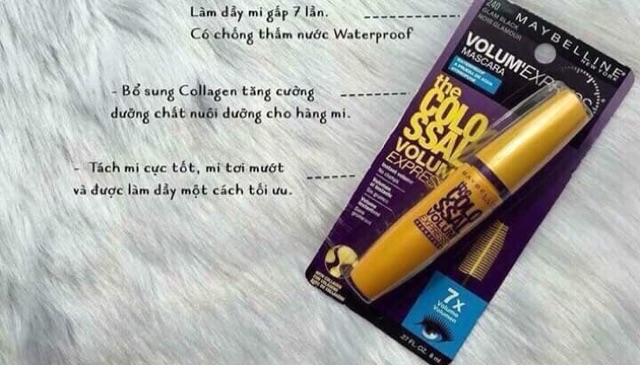 MASCARA COLOSSAL VOLUM EXPRESS 7X SIÊU DÀI MI, KHÔNG THẤM NƯỚC