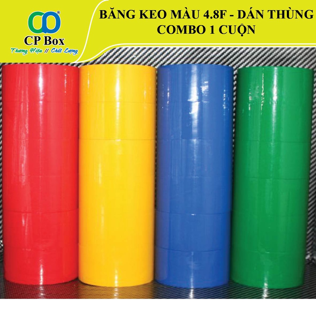 1 Cây Băng keo màu dán thùng, dán hộp, bản 4.8F, nặng 900gr/ cây  - CP Box