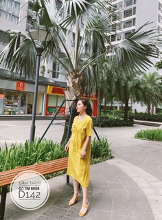 Bigsize Đầm thun cổ tim nhún D142