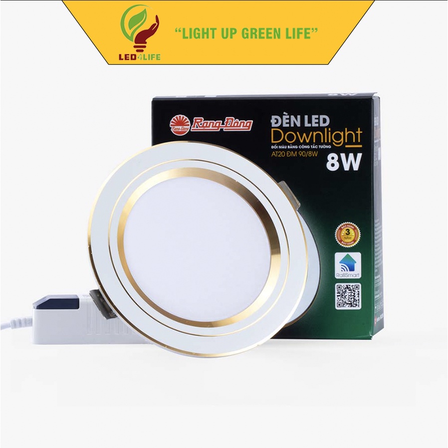 Đèn LED âm trần downlight đổi màu Rạng Đông 10W Model: AT20 ĐM 90/8W 90/10W 110/10W 110/12W