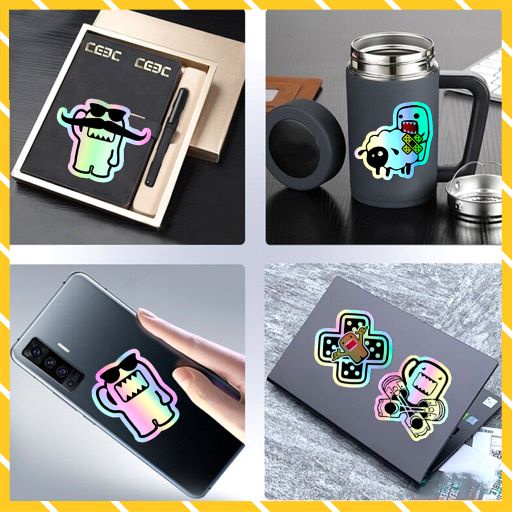 Sticker Domo 7 Màu Mã 5X - 11 | Hình Dán Cắt Sẵn Không Thấm Nước Dán Nón Bảo Hiểm