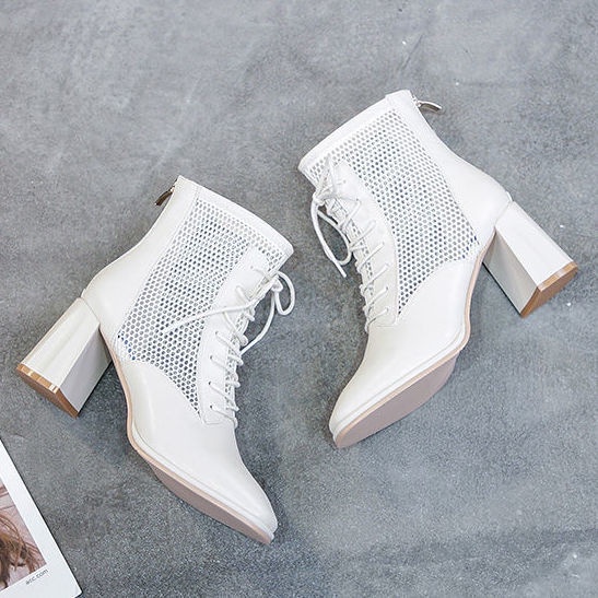 Giày Bốt Martin Cao Gót 2022 Thiết Kế Mới Phối Lưới Rỗng Thời Trang Xuân Hè Cho Nữ