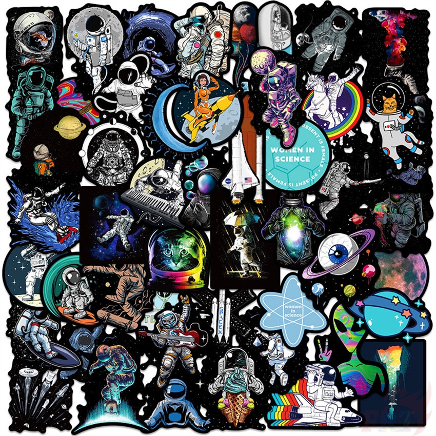 100Pcs/Set ❉ Classical Black Color . Outer Space Series A Stickers ❉ Waterproof DIY Fashion Doodle Decals Stickers