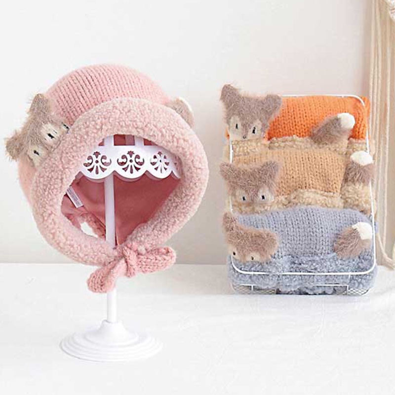 Mũ len dệt kim mềm mại bảo vệ tai thời trang thu đông cho bé