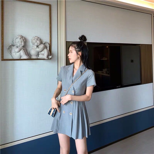 Bigsize S-4xl Đầm vest nữ 6 cúc chân xếp ly dáng xoè sang chảnh tôn dáng