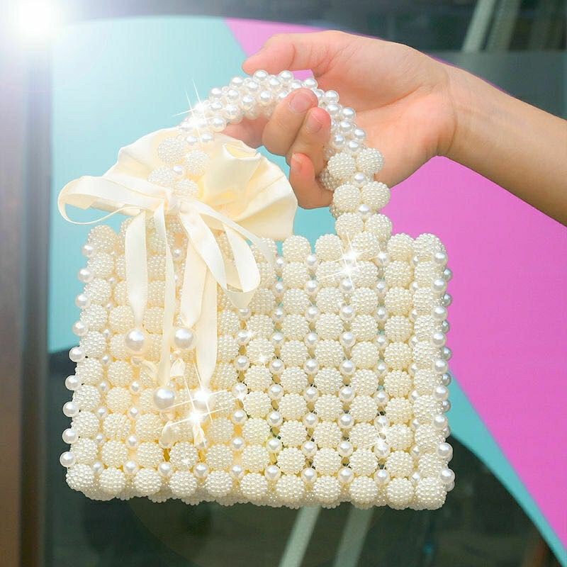 Túi xách ngọc trai kết hạt cườm handmade siêu sang cho nữ