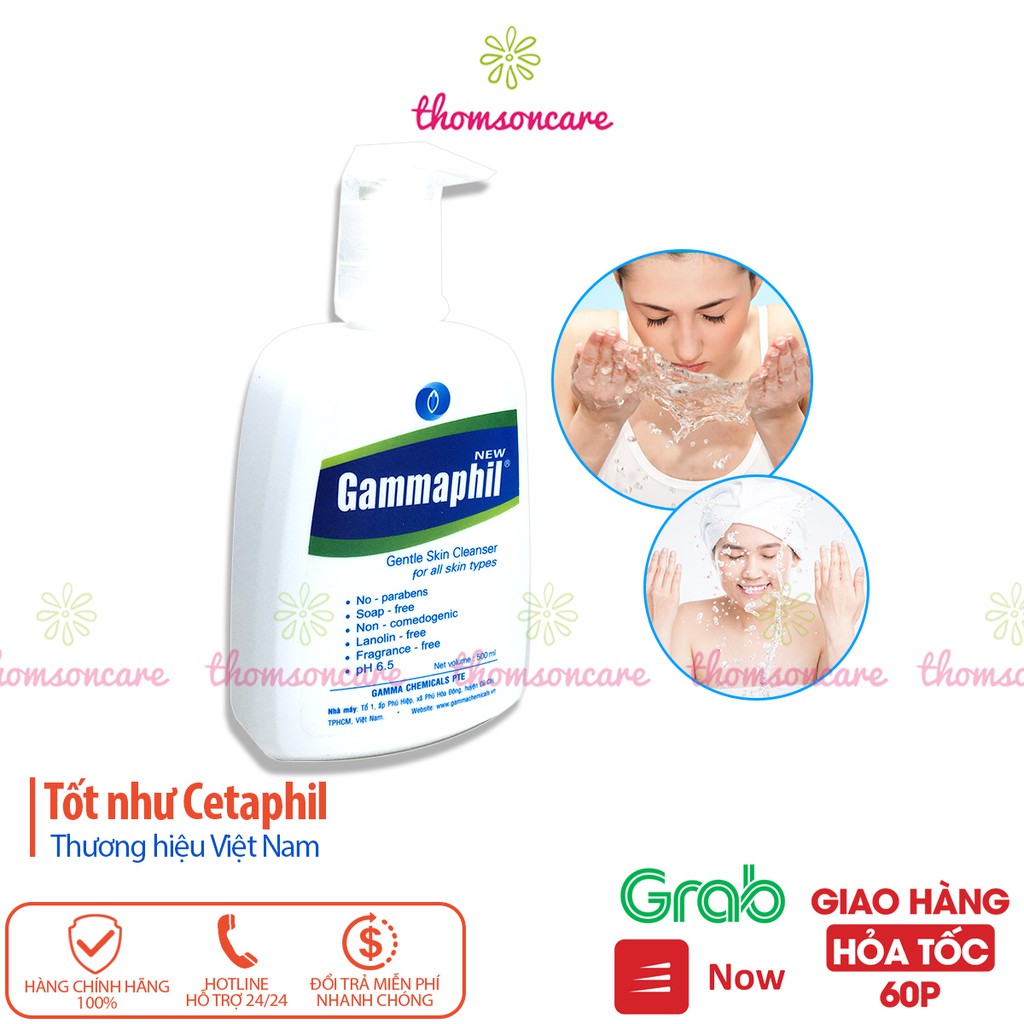 Sữa rửa mặt Gammaphil cho da nhạy cảm, da dầu chai 500ml - srm trung tính dịu nhẹ, không xà phòng ngừa mụn