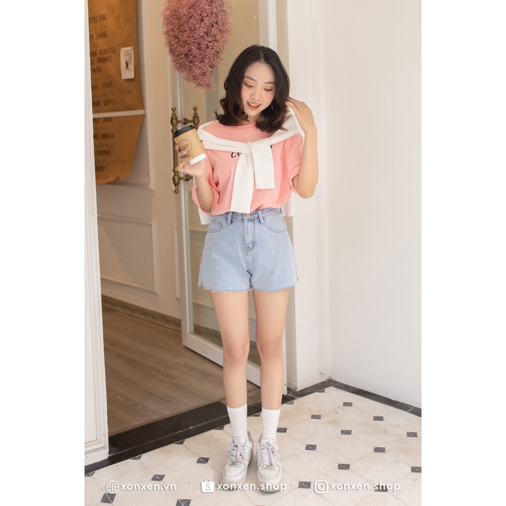 Quần Short Jean Thêu Họa Tiết Ở Túi Sau Chất Jean Co Giãn XONXEN SHOP Size S M L Mã 1083