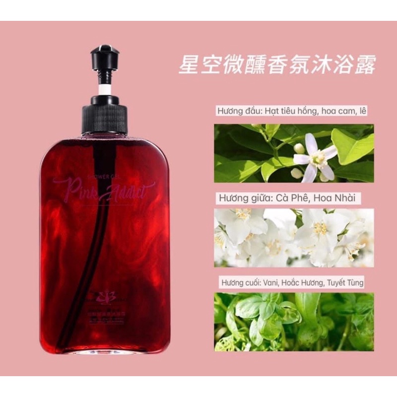 Sữa tắm PINK ADDICT hương nước hoa DIY Perfume Shower Gel siêu lưu hương dưỡng trắng da