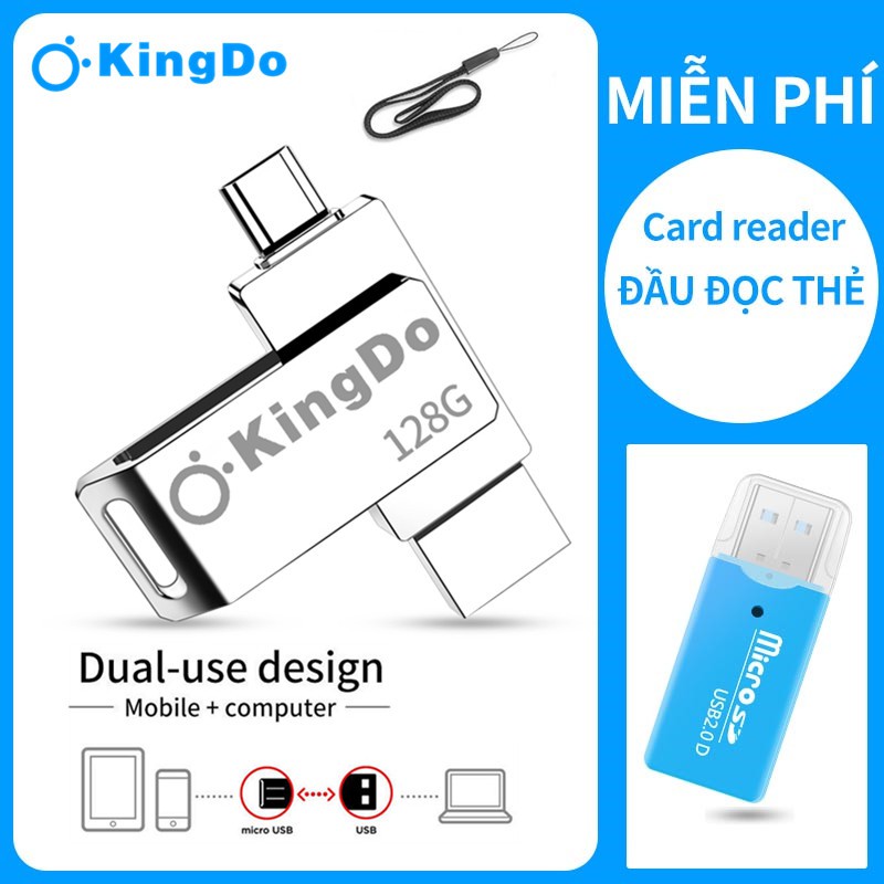 【Đầu đọc thẻ miễn phí】 2 trong 1 OTG Metal 32GB USB 2.0 Ổ đĩa flash USB kép với đĩa Flash Bộ chuyển đổi TypeC Miễn phí