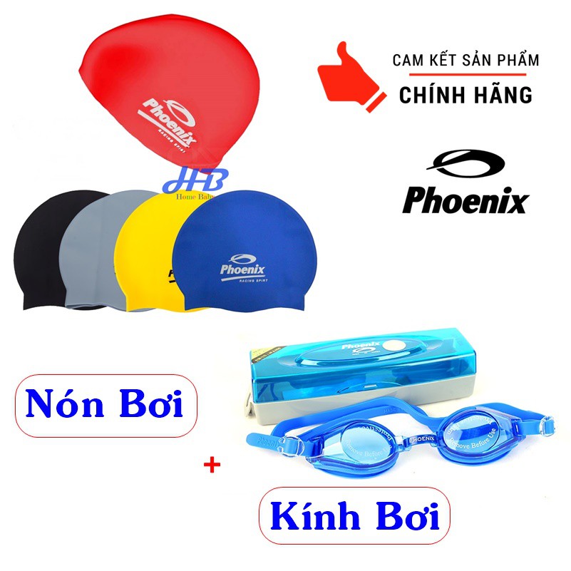 COMBO Kính Bơi + Nón Bơi Chính Hàng Phoenix Chống Nước Hiệu Quả