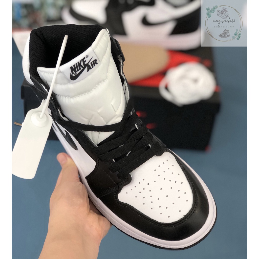 Giày Sneaker size Nữ màu TRẮNG ĐEN cổ cao, Giày Nike Air Jordan 1 JD 1 Panda Cổ Cao Cao Cấp 2021 HÀNG MỚI