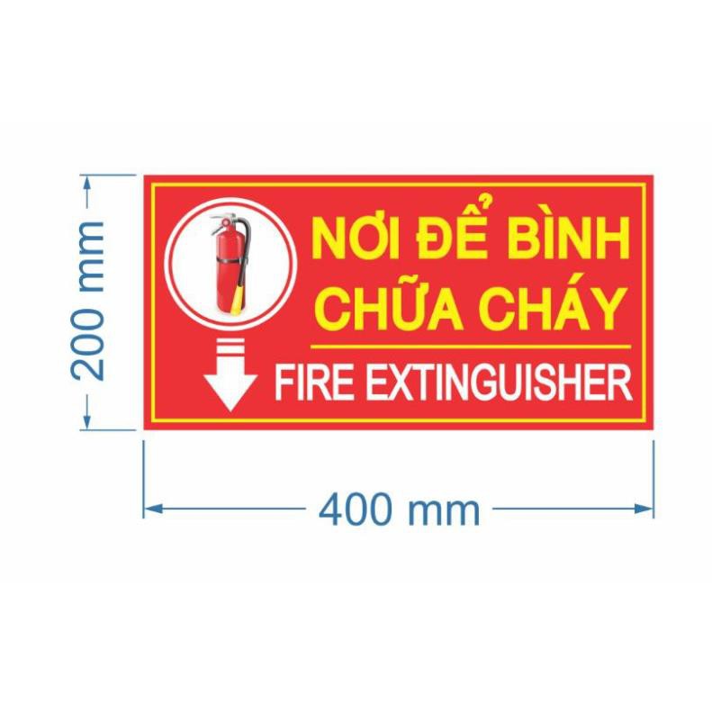 Biển báo nơi để bình chữa cháy decal dán Fomex 20 x 40cm
