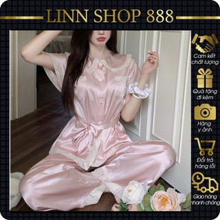 Bộ ngủ lụa dài tay cao cấp,đồ ngủ pijama mềm mại đầm ngủ gợi cảm