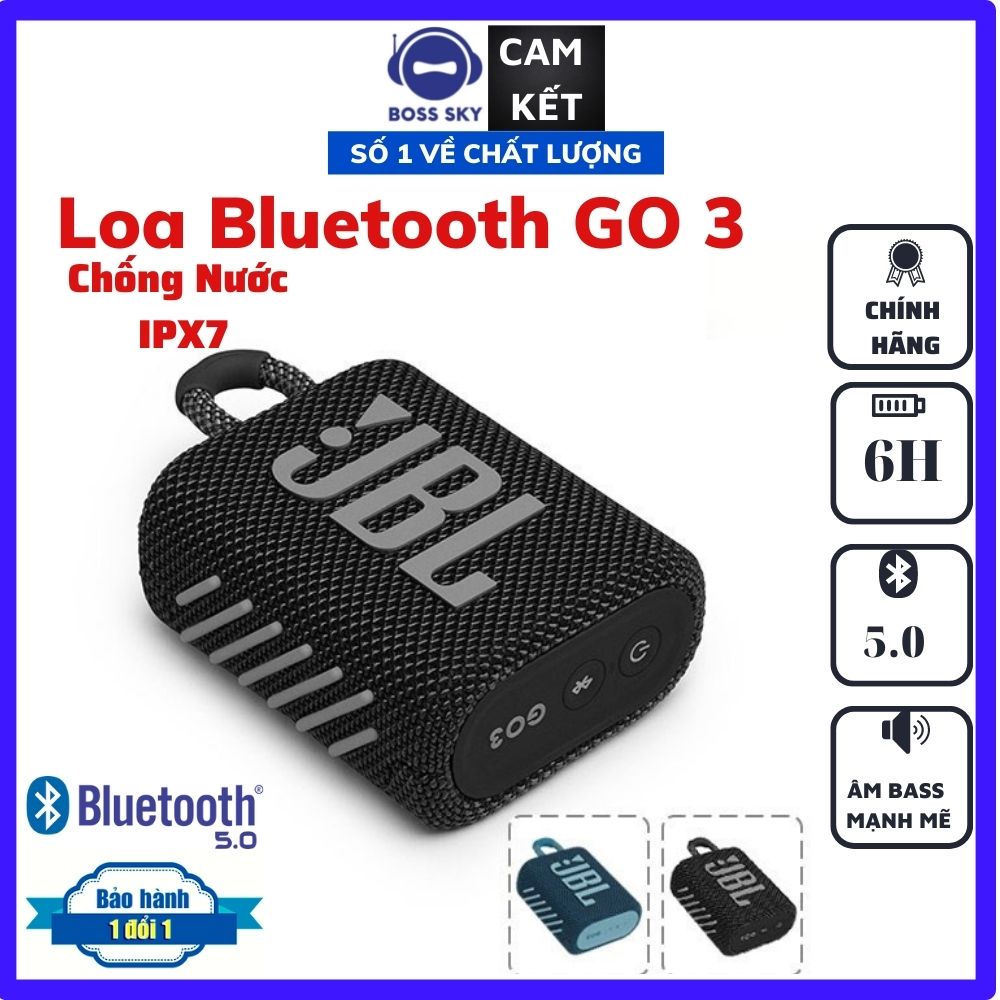 Loa Bluetooth Mini Go3 Pin Trâu Bass Mạnh Kiểu Dáng Nhỏ Gọn Nhiều Màu Sắc Bảo Hành 6 Tháng HF33 BOSS SKY
