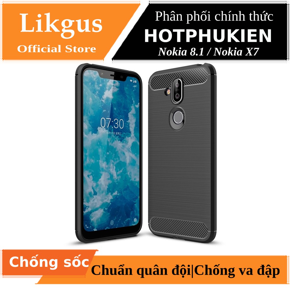 Ốp lưng chống sốc Nokia 8.1 / Nokia X7 hiệu Likgus (chuẩn quân đội, chống va đập, chống vân tay) - Hàng chính hãng
